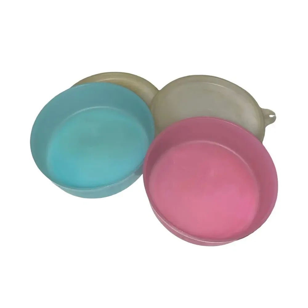 Tupperware Little Wonders Snack Bowls Set 2 Pink Blue 6oz 1286 Sheer Lid 215 VTG